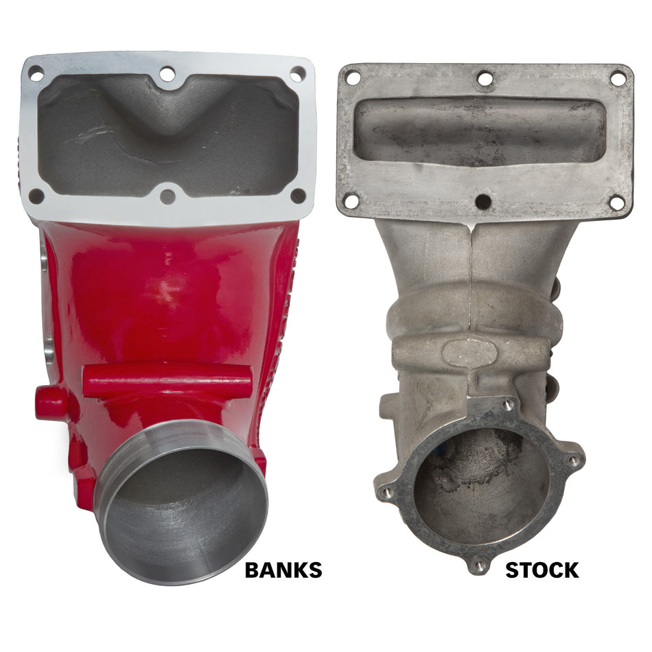 Monster-Ram Intake Elbow W/Fuel Line and Hump Hose 4 Inch Red Powder Coated Dodge/Ram 2500/3500 6.7L Banks Power