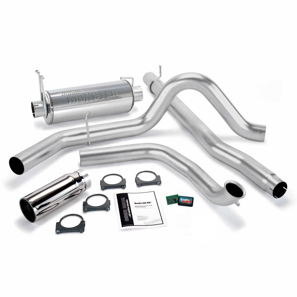 Git-Kit Bundle Power System W/Single Exit Exhaust Chrome Tip 00-03 Ford 7.3L Excursion Banks Power