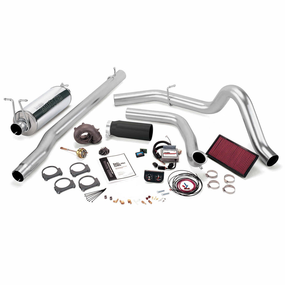 Stinger Plus Bundle Power System W/Single Exit Exhaust Black Tip 99 Ford 7.3L F250/F350 Automatic Transmission Banks Power