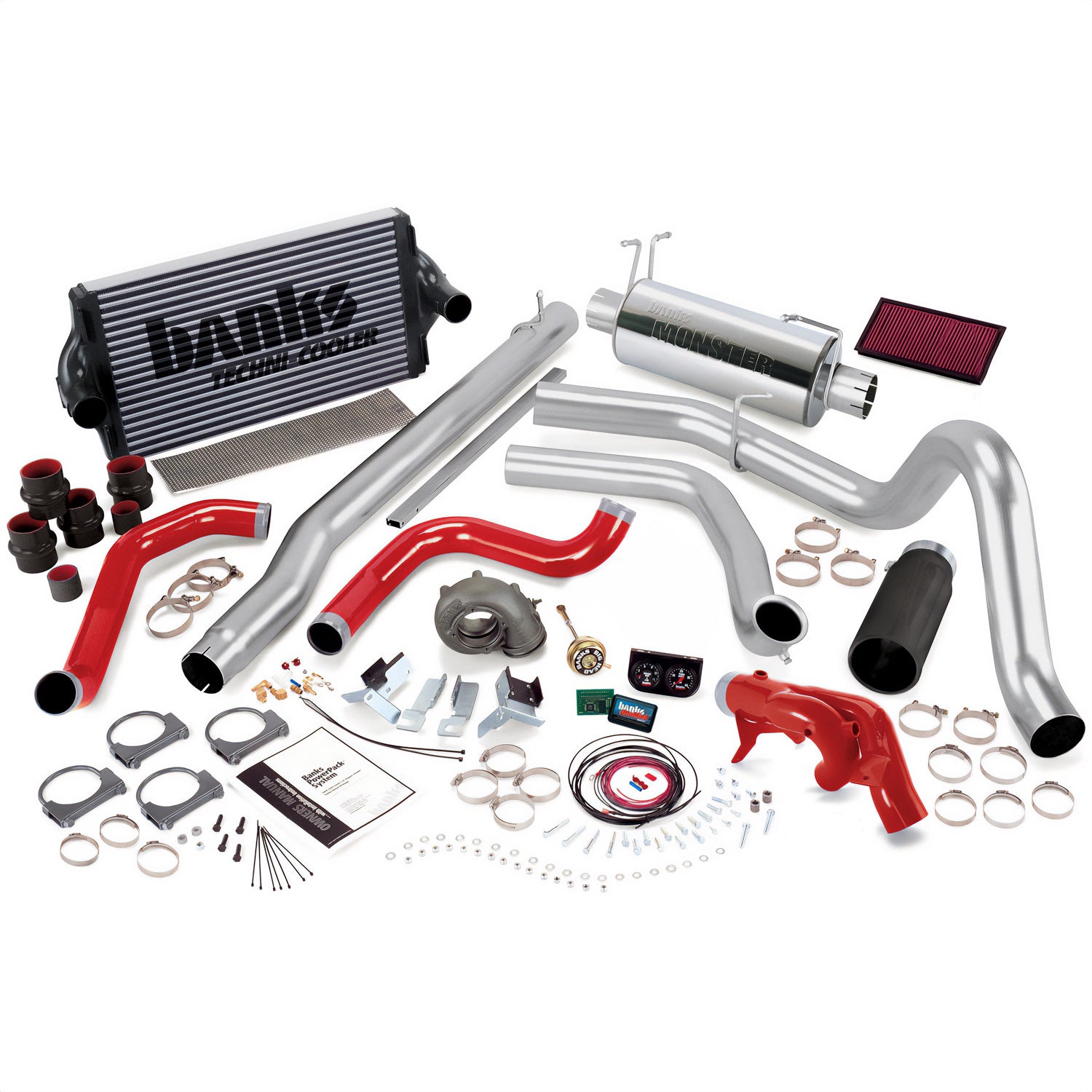 PowerPack Bundle Complete Power System W/Single Exit Exhaust Black Tip 99 Ford 7.3L F250/F350 Manual Transmission Banks Power