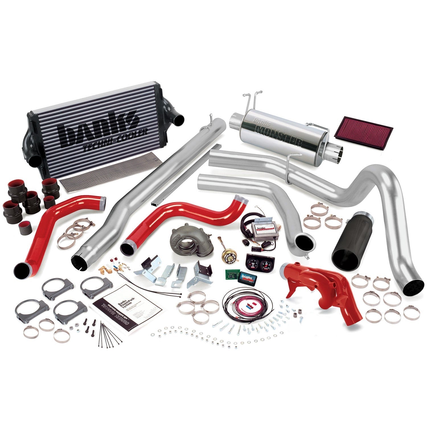 PowerPack Bundle Complete Power System W/Single Exit Exhaust Black Tip 99.5 Ford 7.3L F250/F350 Automatic Transmission Banks Power