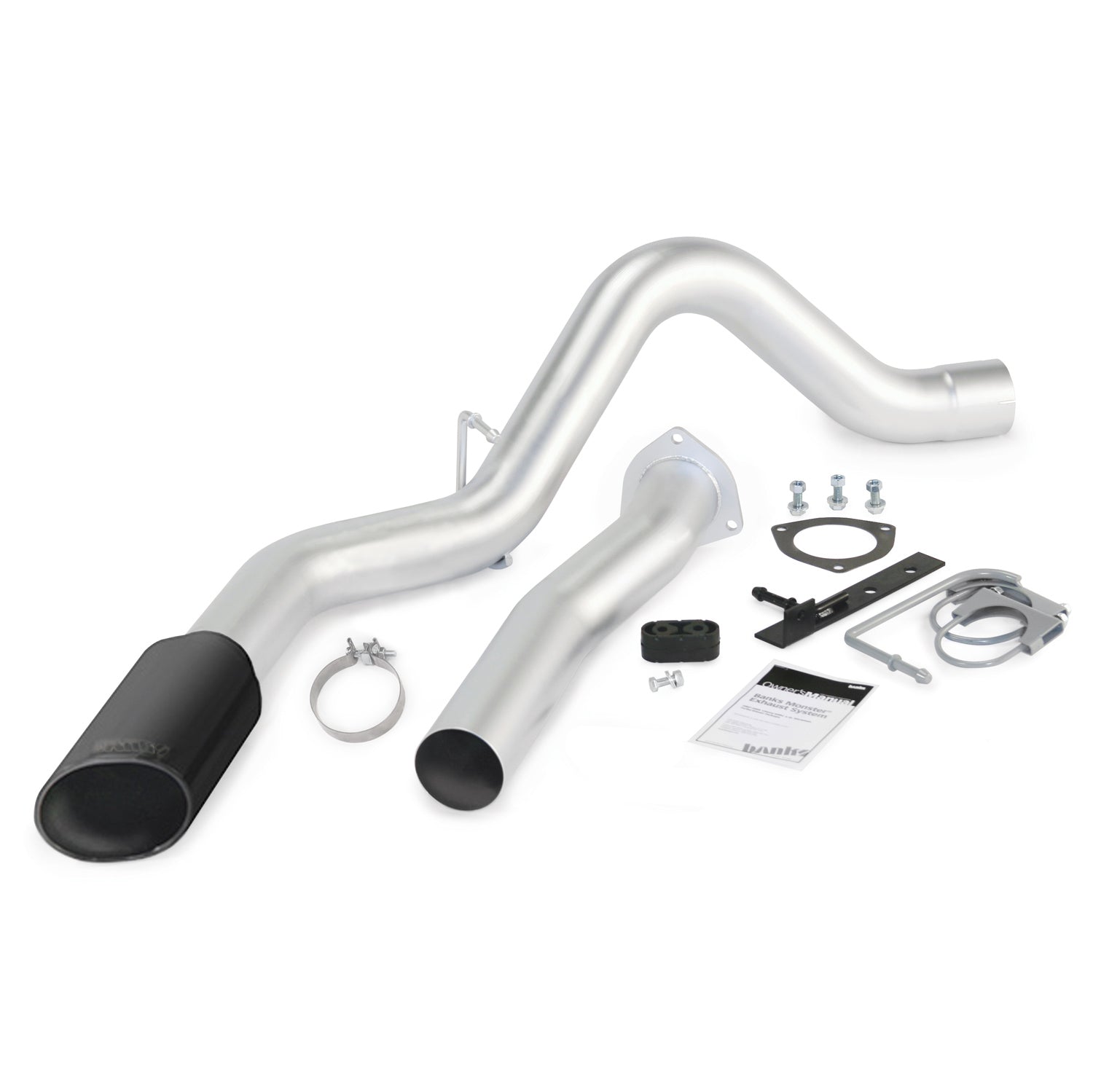 Monster Exhaust System Single Exit Black Tip 07-10 Chevy 6.6L LMM ECSB-CCLB to Banks Power