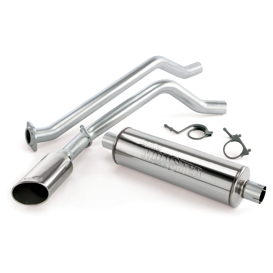 Monster Exhaust System Single Side Exit Chrome Ob Round Tip 14-18 Chevy 5.3L CCSB Banks Power