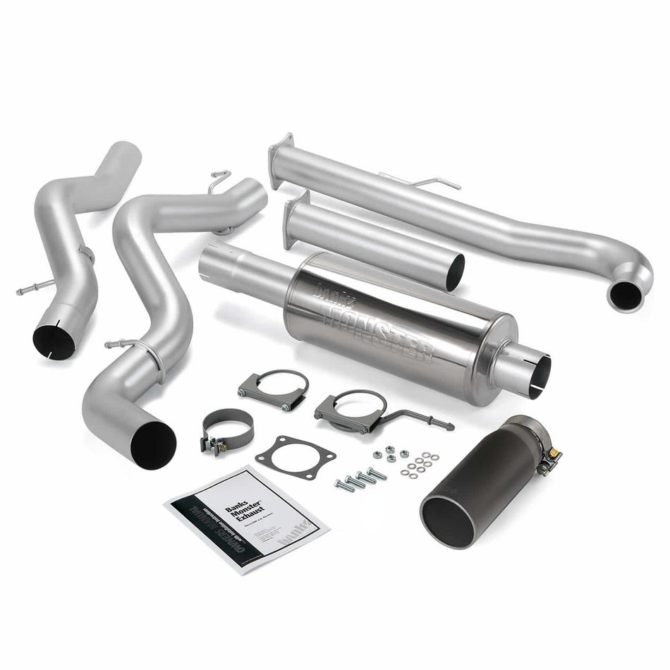 Monster Exhaust System Single Exit Black Tip 01-04 Chevy 6.6L EC/CCSB Banks Power