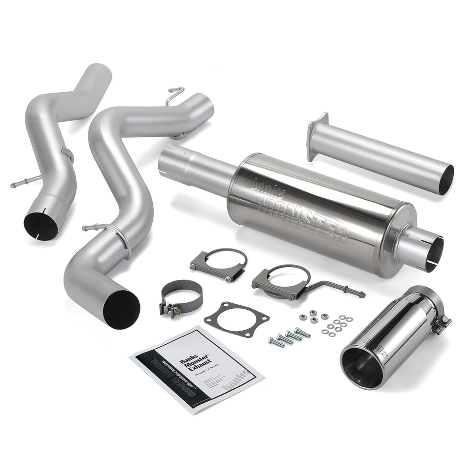 Monster Exhaust System Single Exit Chrome Round Tip 06-07 Chevy 6.6L SCLB Banks Power