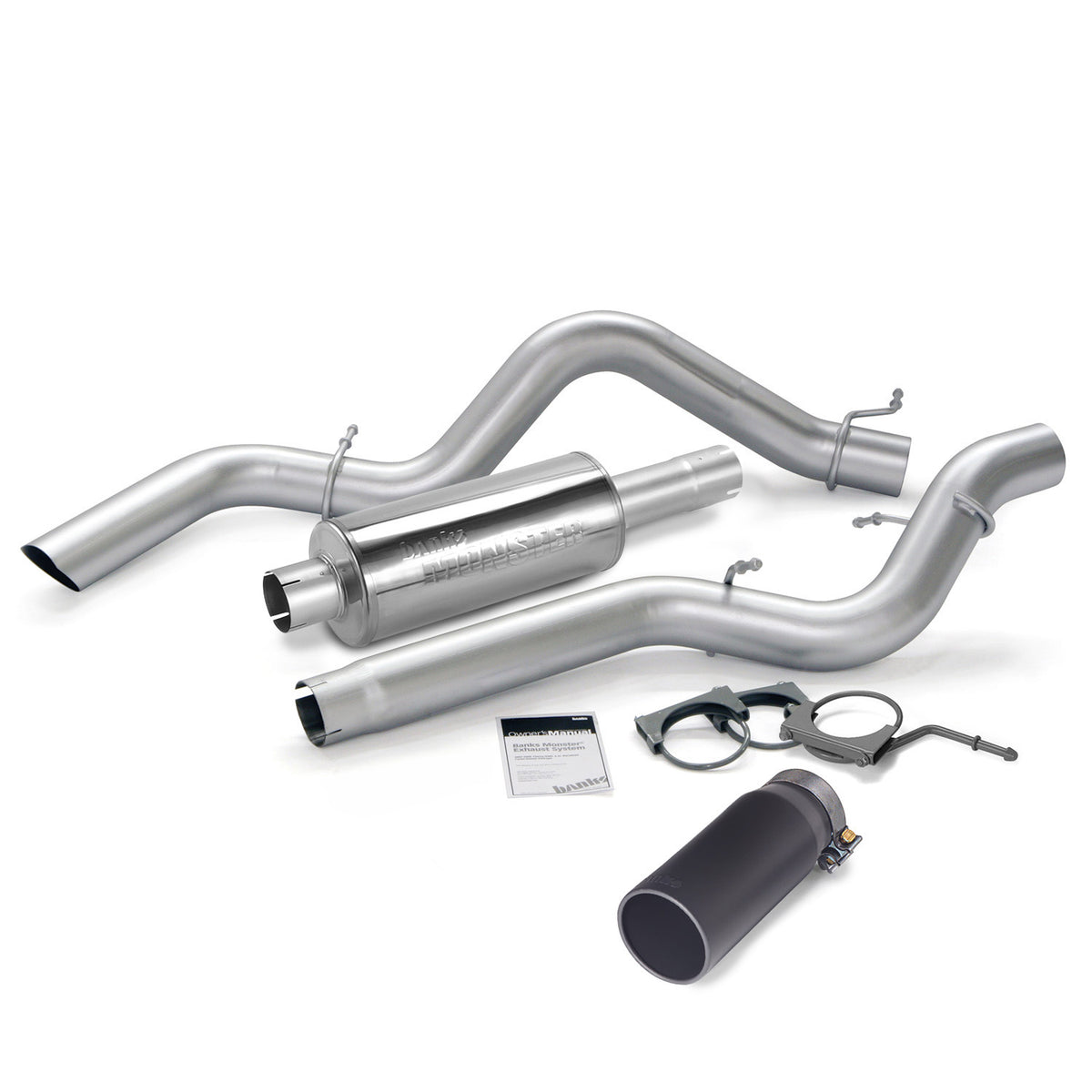 Monster Exhaust System Single Exit Black Round Tip 06-07 Chevy 6.6L CCSB Banks Power