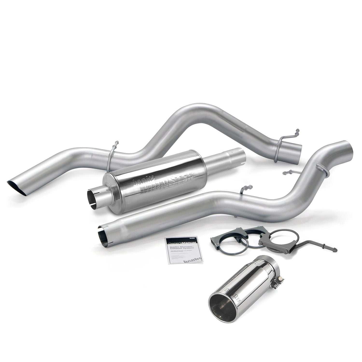 Monster Exhaust System Single Exit Chrome Round Tip 06-07 Chevy 6.6L CCSB Banks Power