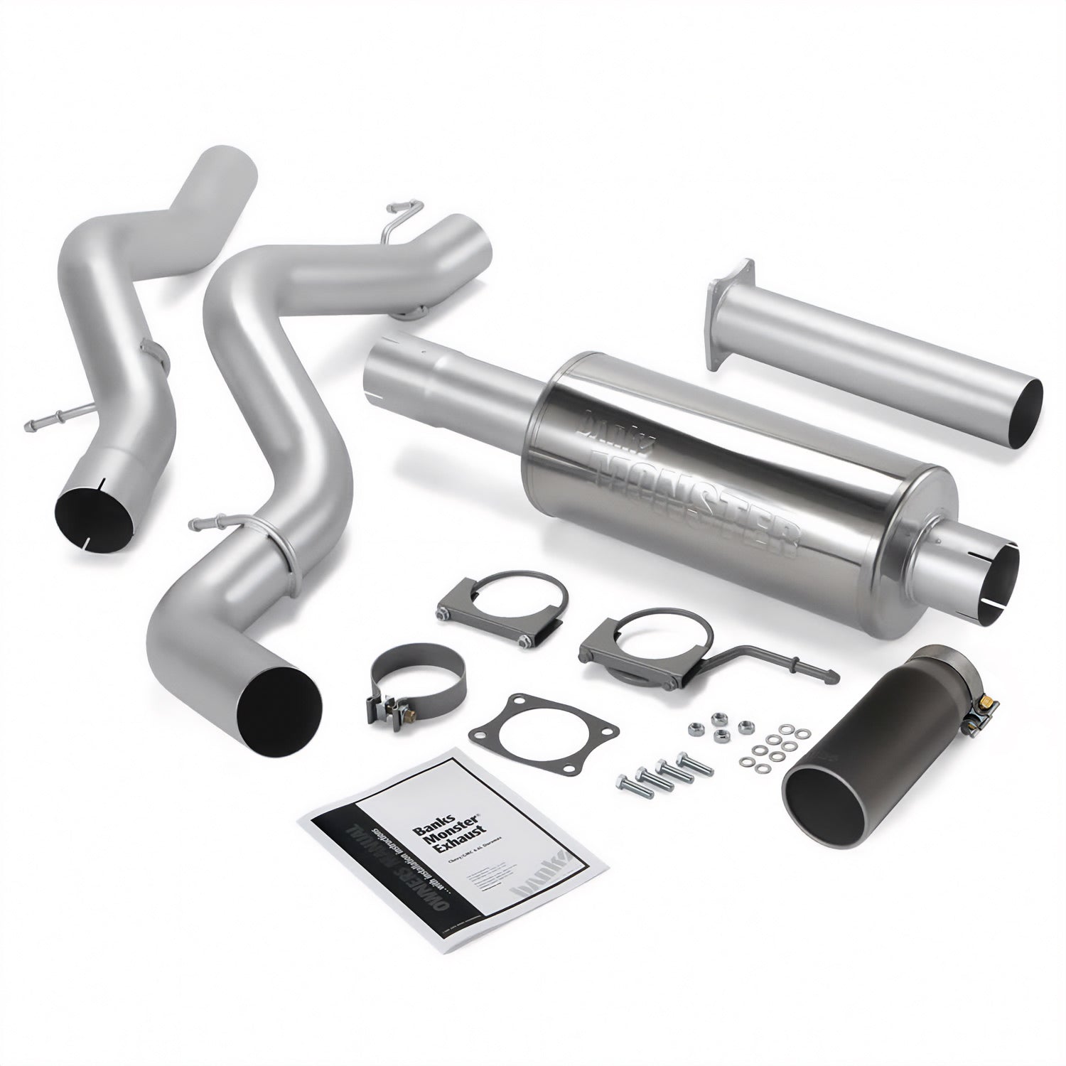 Monster Exhaust System Single Exit Black Round Tip 06-07 Chevy 6.6L ECLB Banks Power