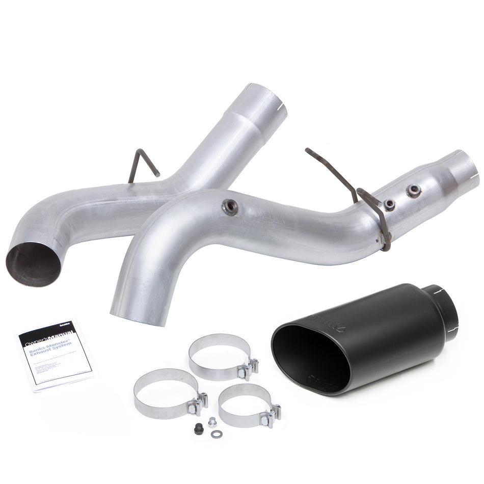 Monster Exhaust System 5-inch Single Exit Black Tip 2017- 2019 Chevy/GMC 2500/3500 Duramax 6.6L L5P Banks Power