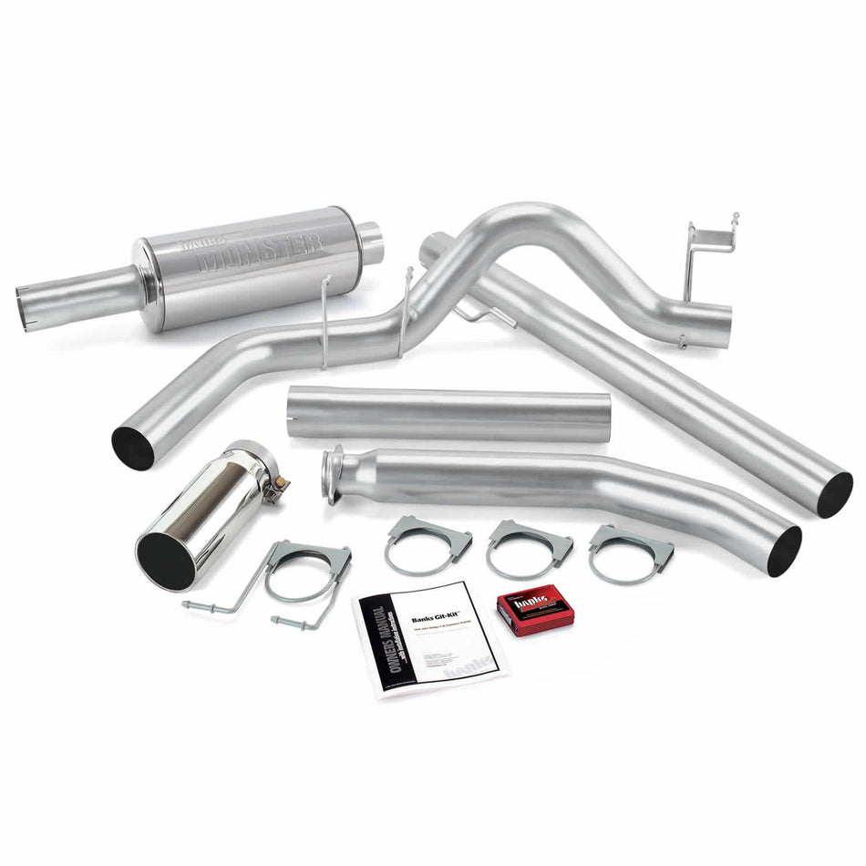 Git-Kit Bundle Power System W/Single Exit Exhaust Chrome Tip 01 Dodge 5.9L Extended Cab Banks Power