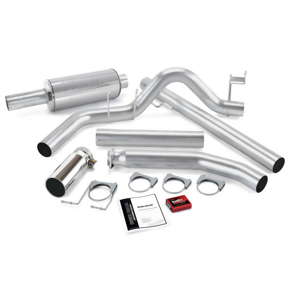 Git-Kit Bundle Power System W/Single Exit Exhaust Chrome Tip 02 Dodge 5.9L Extended Cab Banks Power