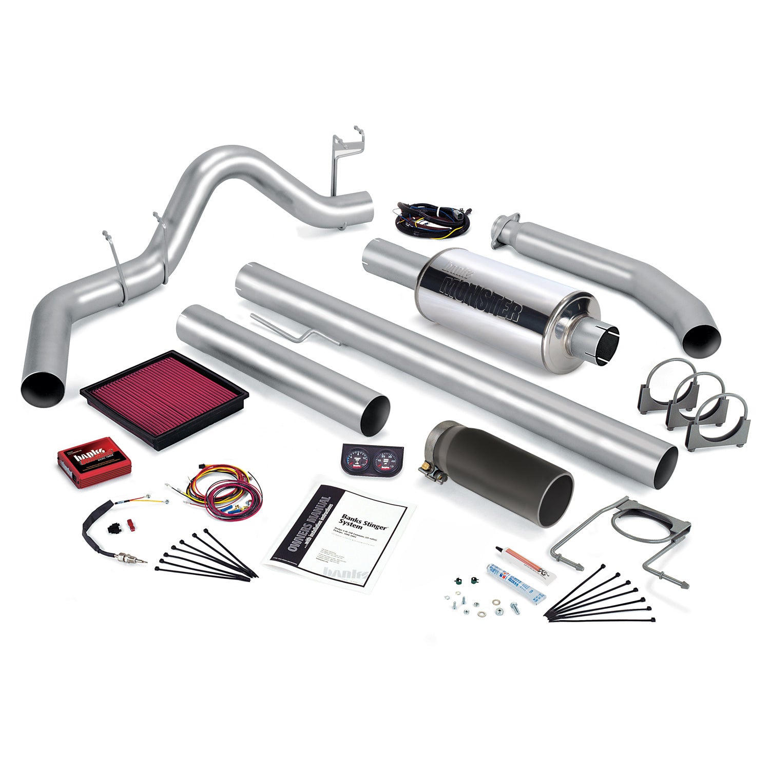 Stinger Bundle Power System W/Single Exit Exhaust Black Tip 01 Dodge 5.9L Standard Cab 235hp Banks Power