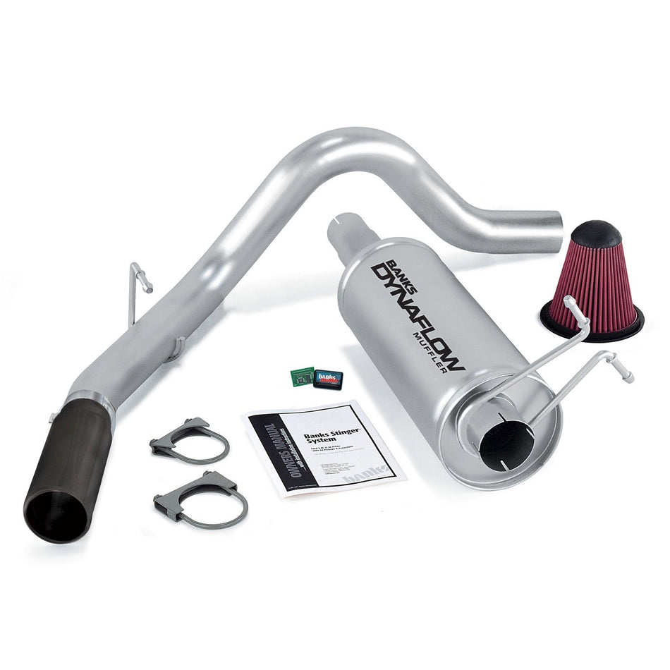 Stinger Bundle Power System W/AutoMind chip Single Exit Exhaust Black Tip 99-04 Ford 6.8L EC/CC and Crew Cab Banks Power