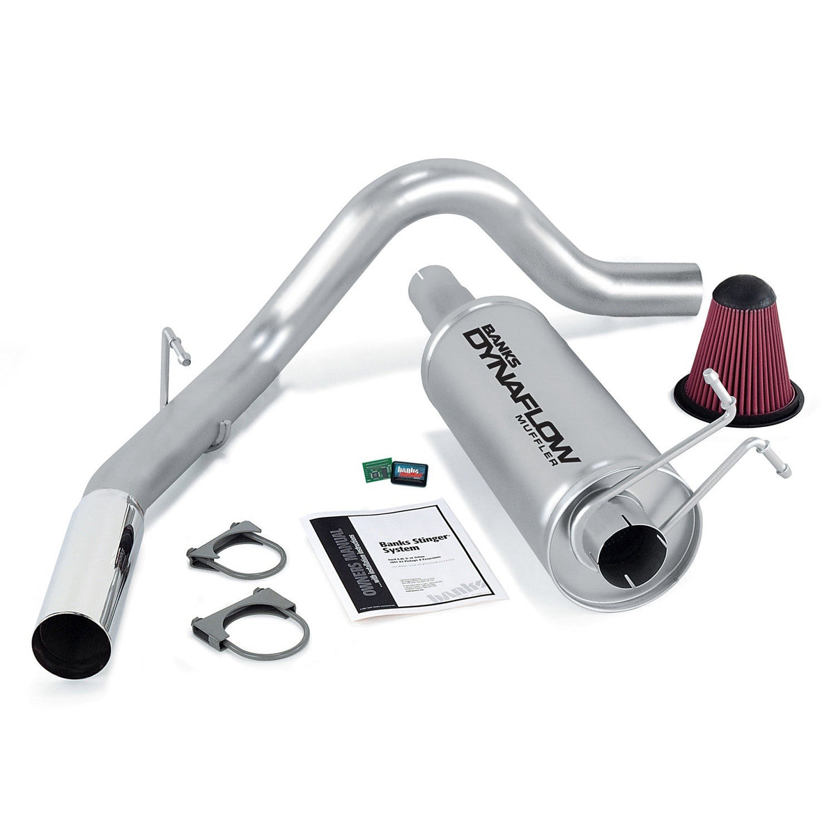 Stinger Bundle Power System W/AutoMind chip Single Exit Exhaust Chrome Tip 2000-05 Ford 6.8L Excursion Banks Power