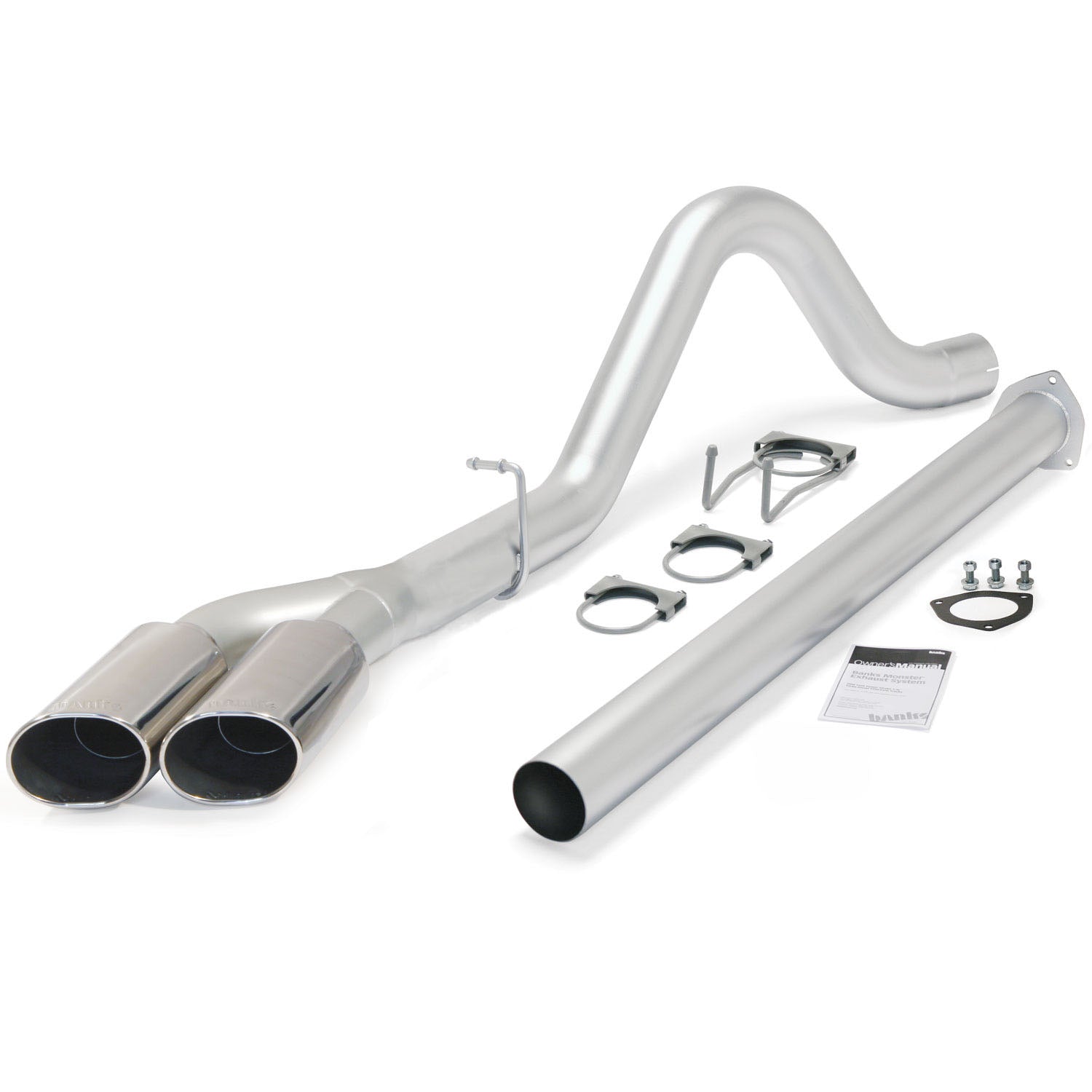 Monster Exhaust System Single Exit Dual Chrome Ob Round Tips 11-14 Ford 6.7L F250/F350/450 CCSB-LB Banks Power