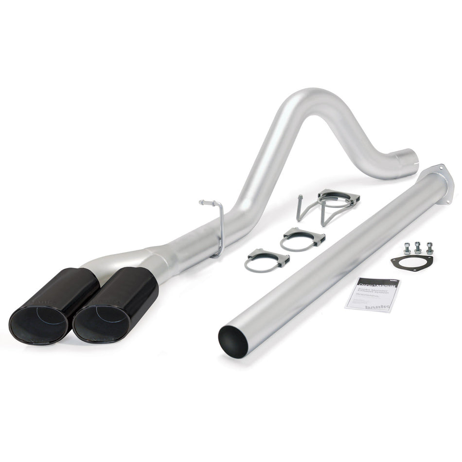 Monster Exhaust System Single Exit Dual Black Ob Round Tips 15-16 Ford Super Duty 6.7L Diesel Banks Power