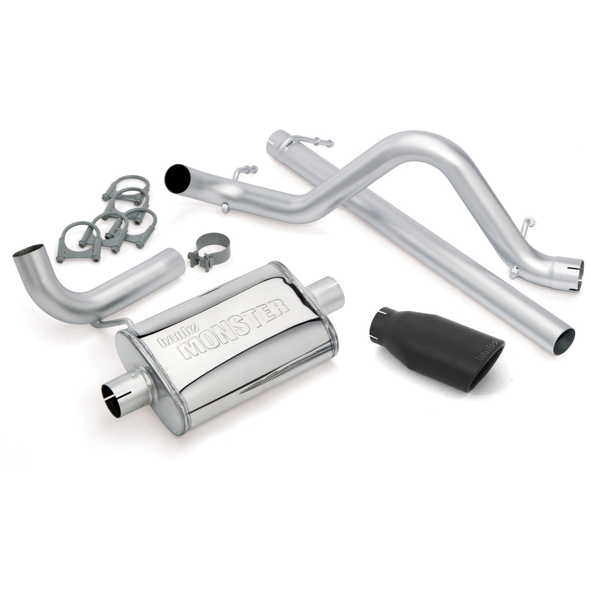 Monster Exhaust System Single Exit Black Ob Round Tip 07-11 Jeep 3.8L Wrangler 2 Door Banks Power