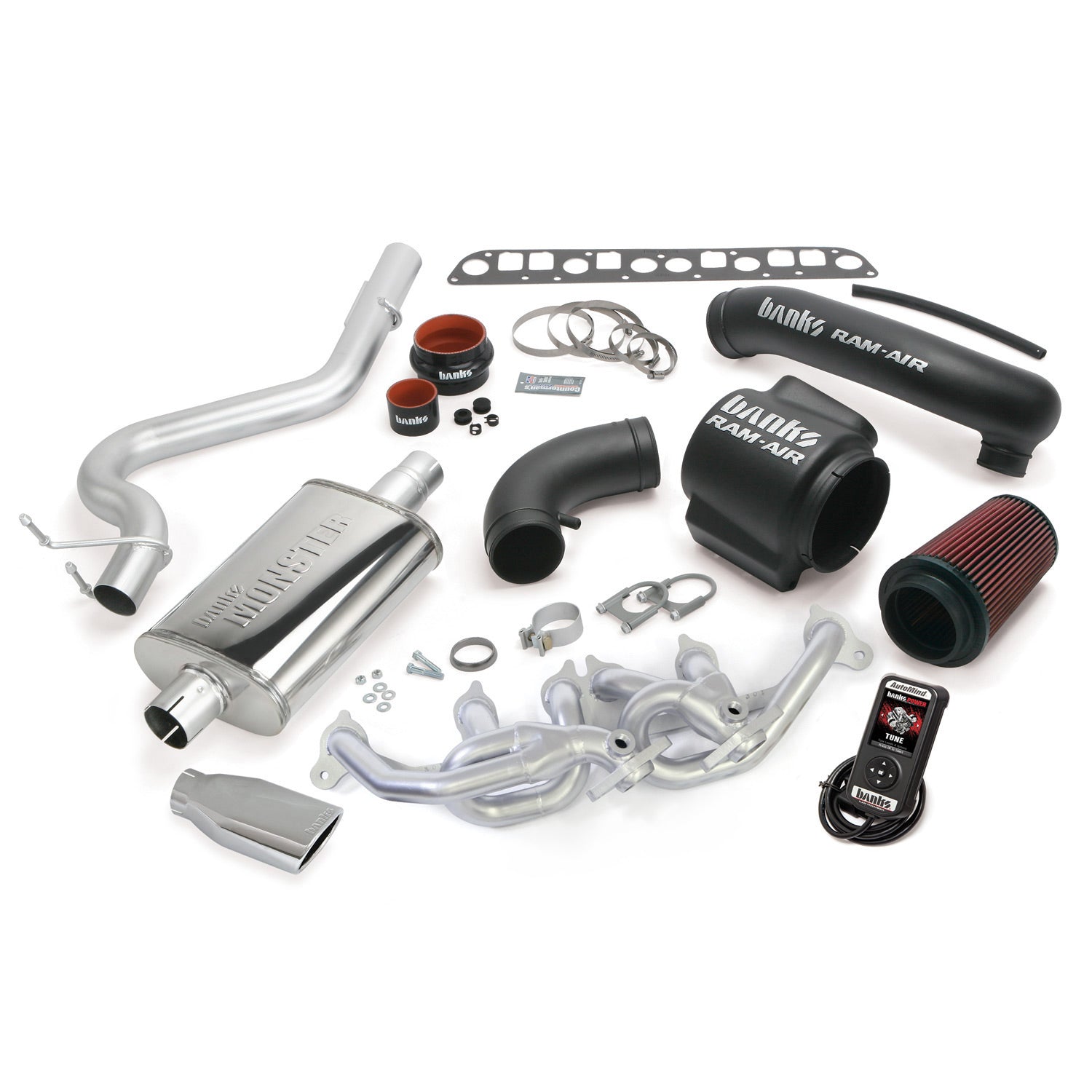 PowerPack Bundle Complete Power System W/AutoMind Programmer Black Tip 00-03 Jeep 4.0L Wrangler Banks Power