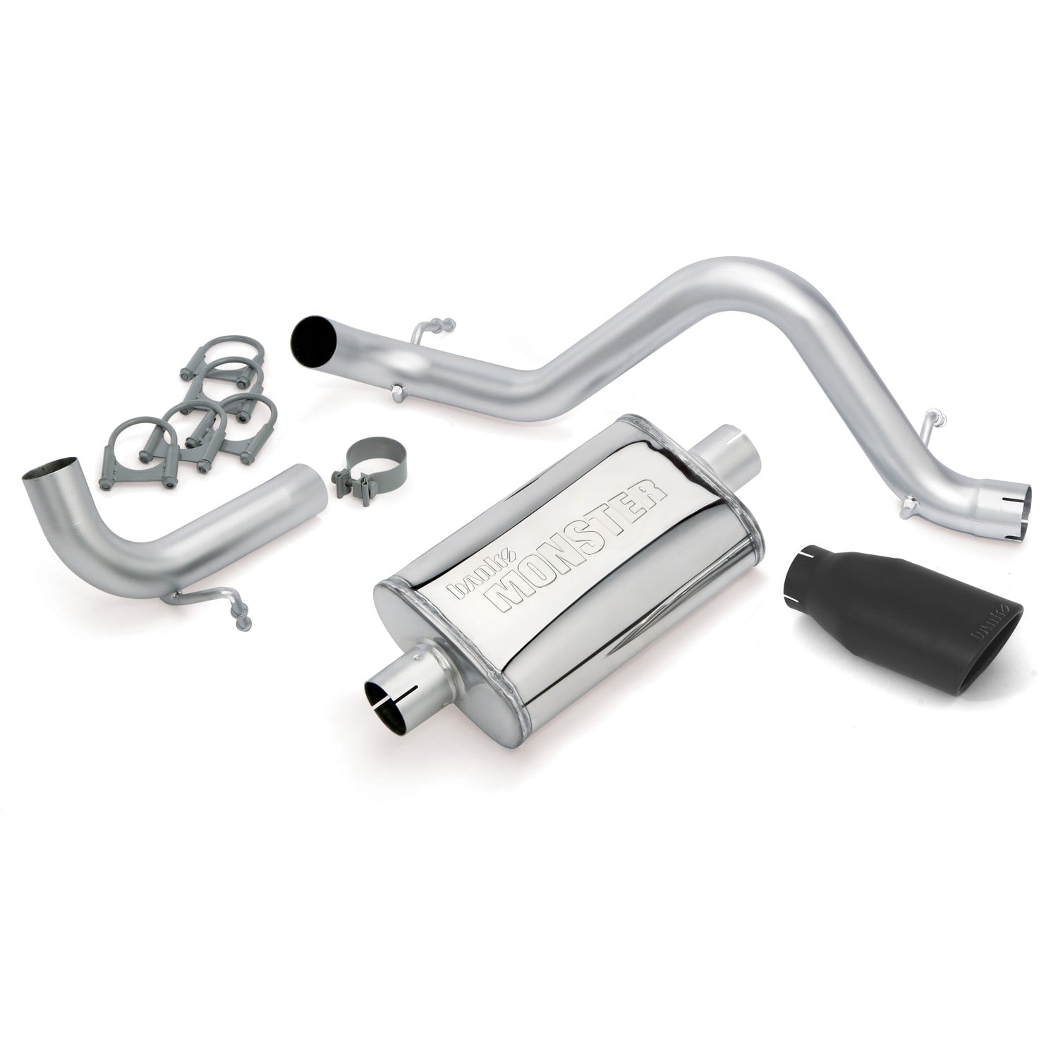 Monster Exhaust System Single Exit Black Ob Round Tip 12-18 Jeep 3.6L Wrangler JK 2 Door Banks Power