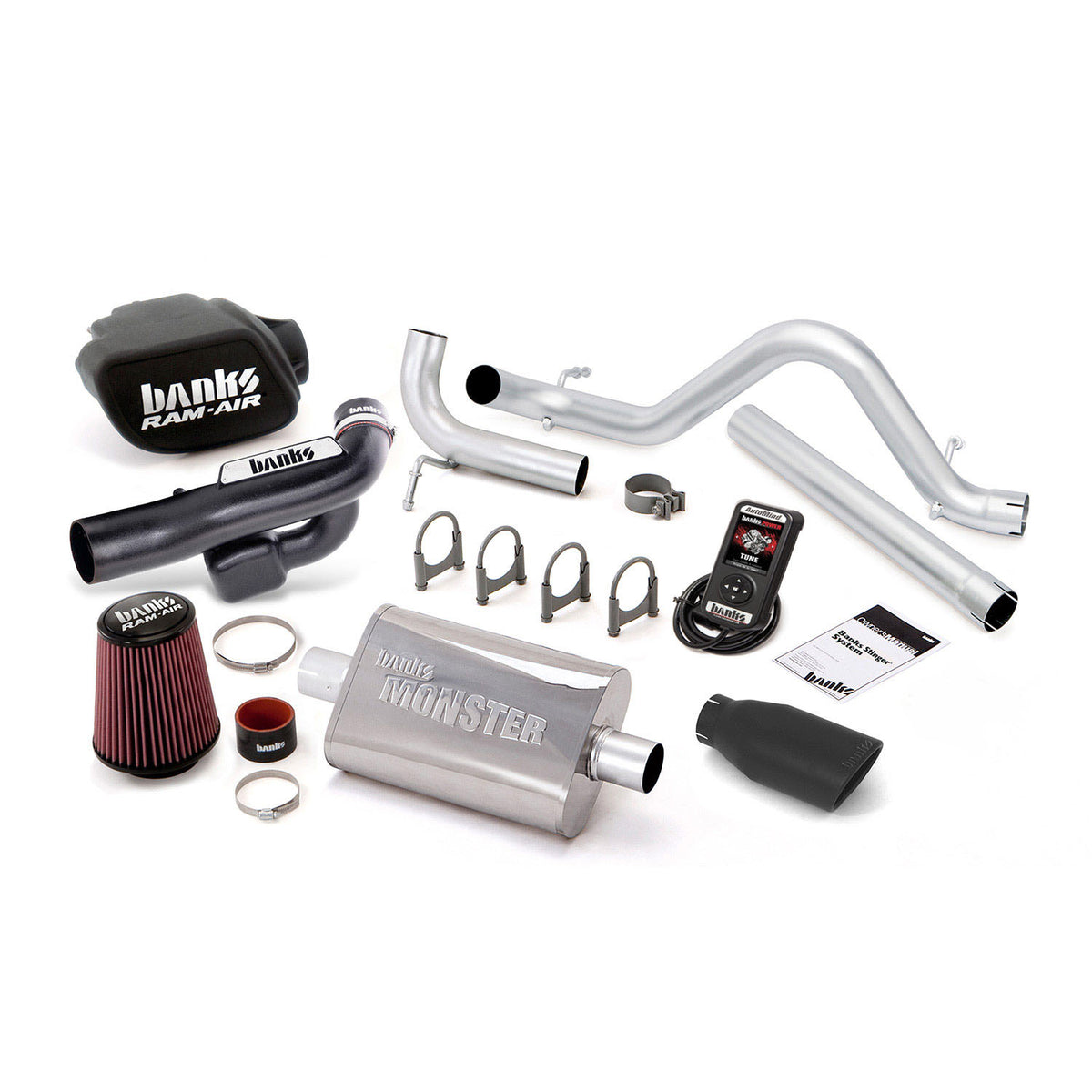 Stinger Bundle Power System W/AutoMind Single Exit Exhaust Black Tip 12-14 Jeep 3.6L Wrangler 4 Door Banks Power