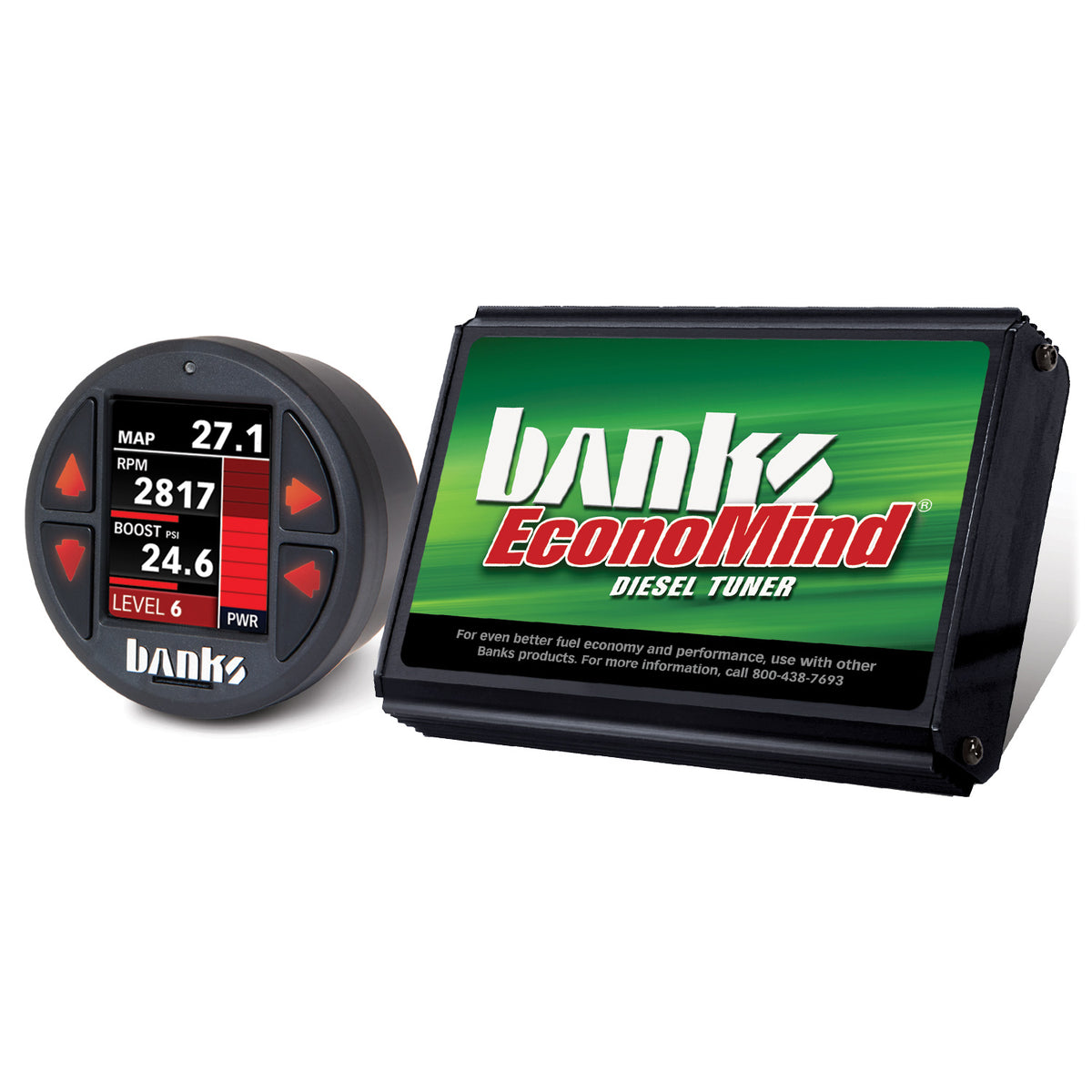 Economind Diesel Tuner (PowerPack calibration) with Banks iDash 1.8 Super Gauge for use with 2004.5-2005 Chevy 6.6L LLY Banks Power