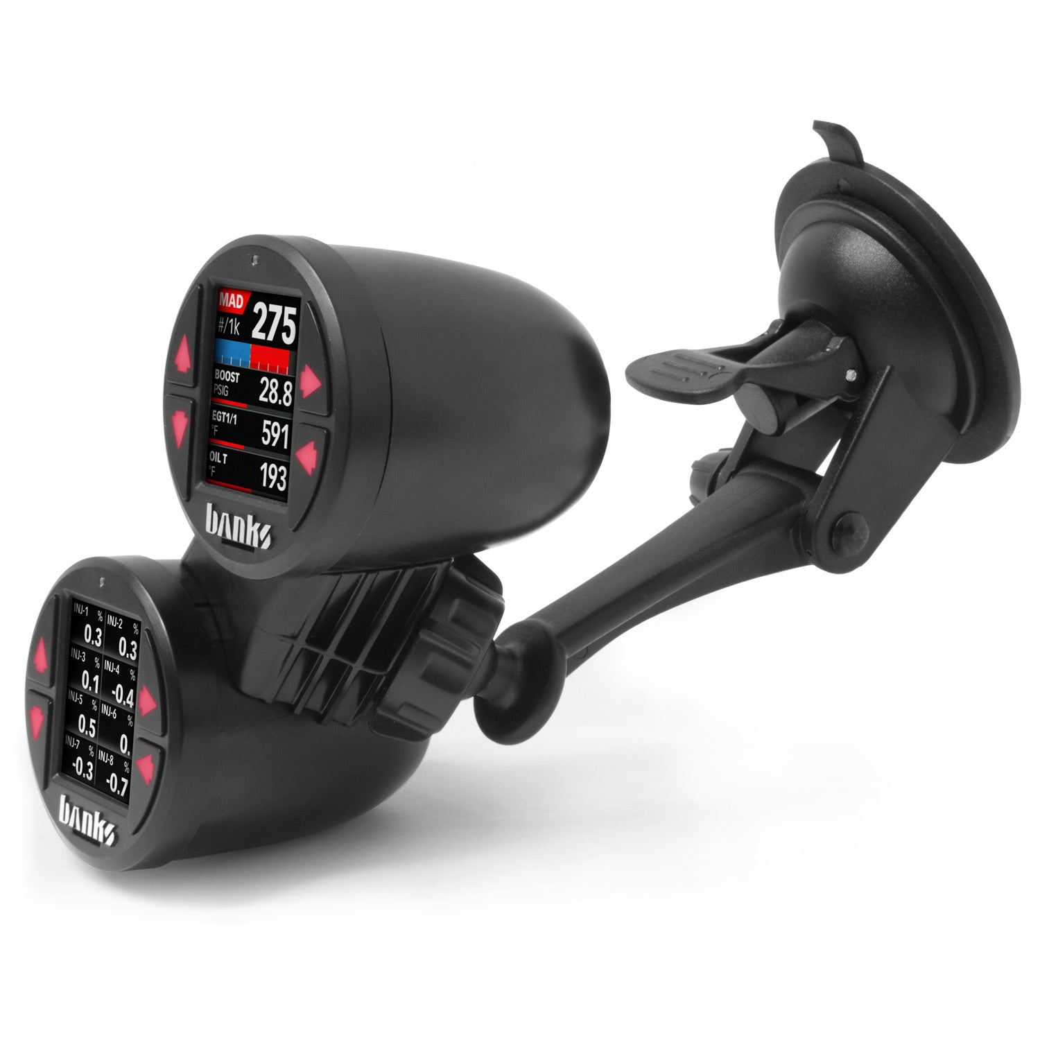 Dual Gauge Pod Kit 52mm Sticky Base Suction Mount iDash 1.8 and 52mm (2-1/16 inch) gauges Banks Power