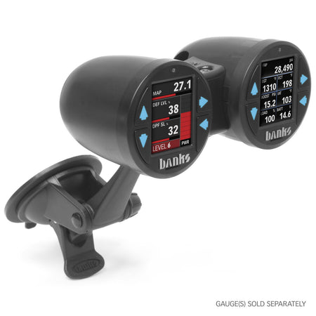 Dual Gauge Pod Kit 52mm Sticky Base Suction Mount iDash 1.8 and 52mm (2-1/16 inch) gauges Banks Power