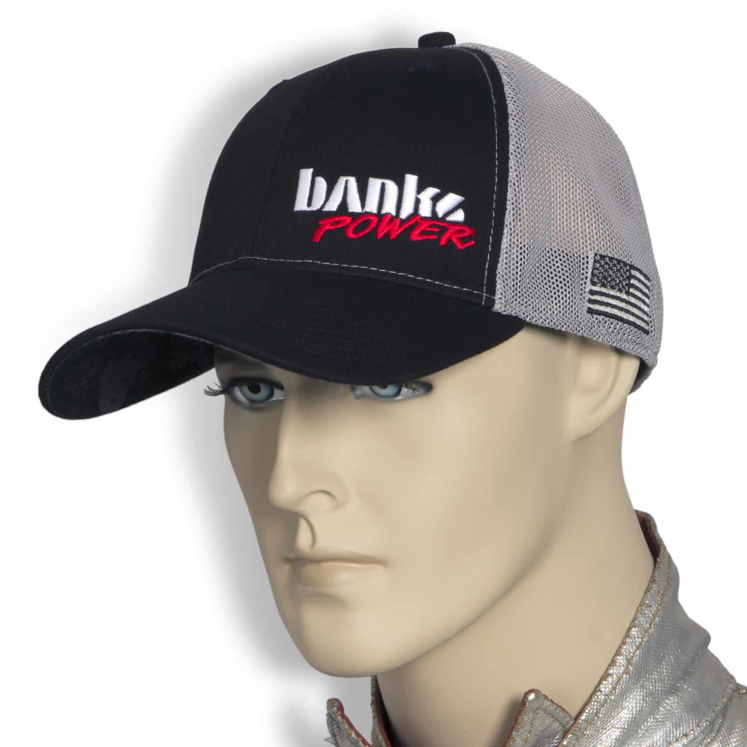 Power Hat Twill/Mesh Black/Gray/WhiteRed Curved Bill Flexible Fit Banks Power