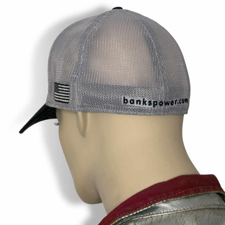 Power Hat Twill/Mesh Black/Gray/WhiteRed Curved Bill Flexible Fit Banks Power